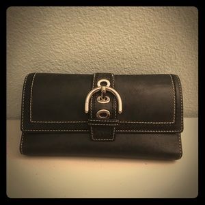Coach Black Leather Wallet tri-fold
